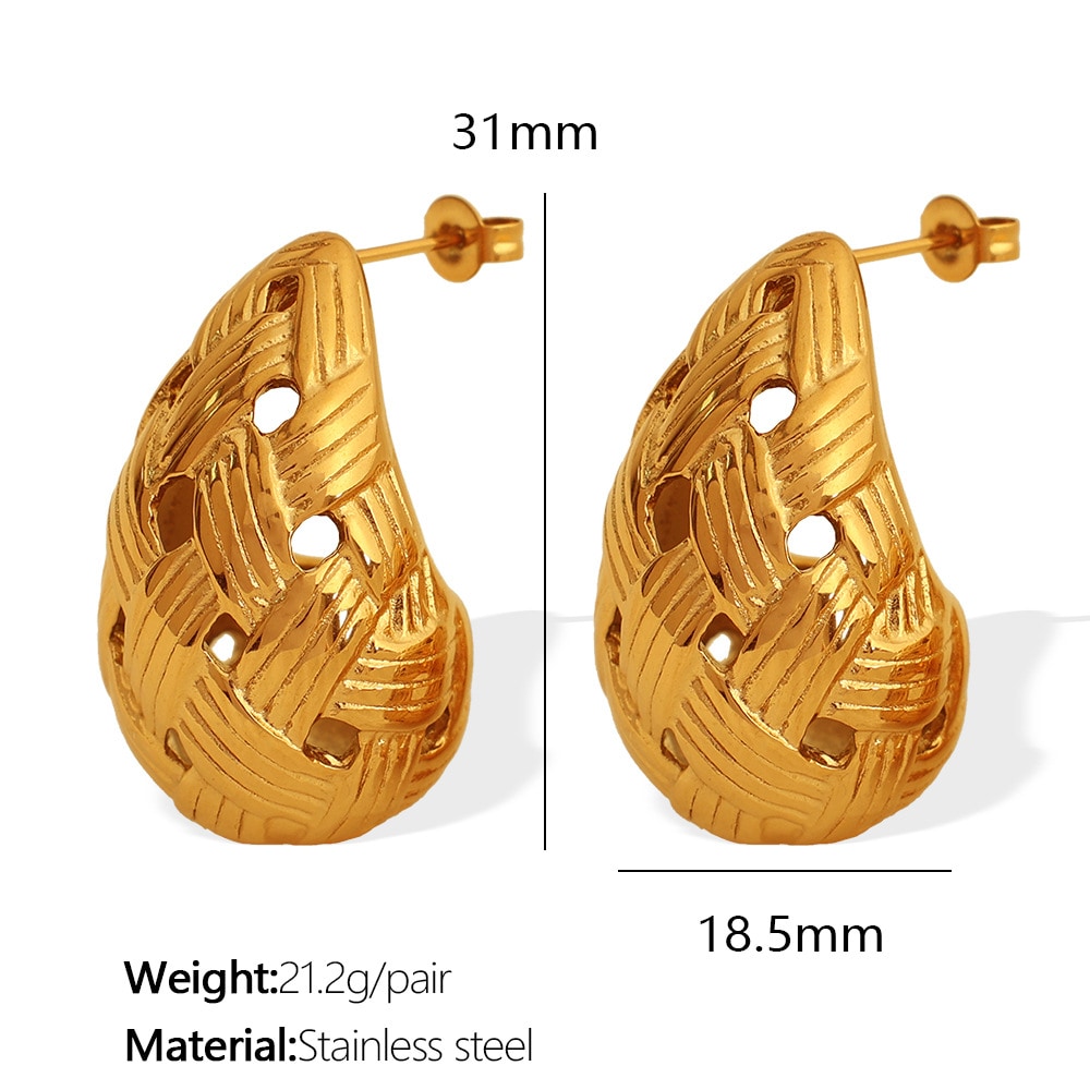 1 Pair Simple Series Simple Droplet Stainless Steel 18K Gold Color Plated Women's Stud Earrings h5 